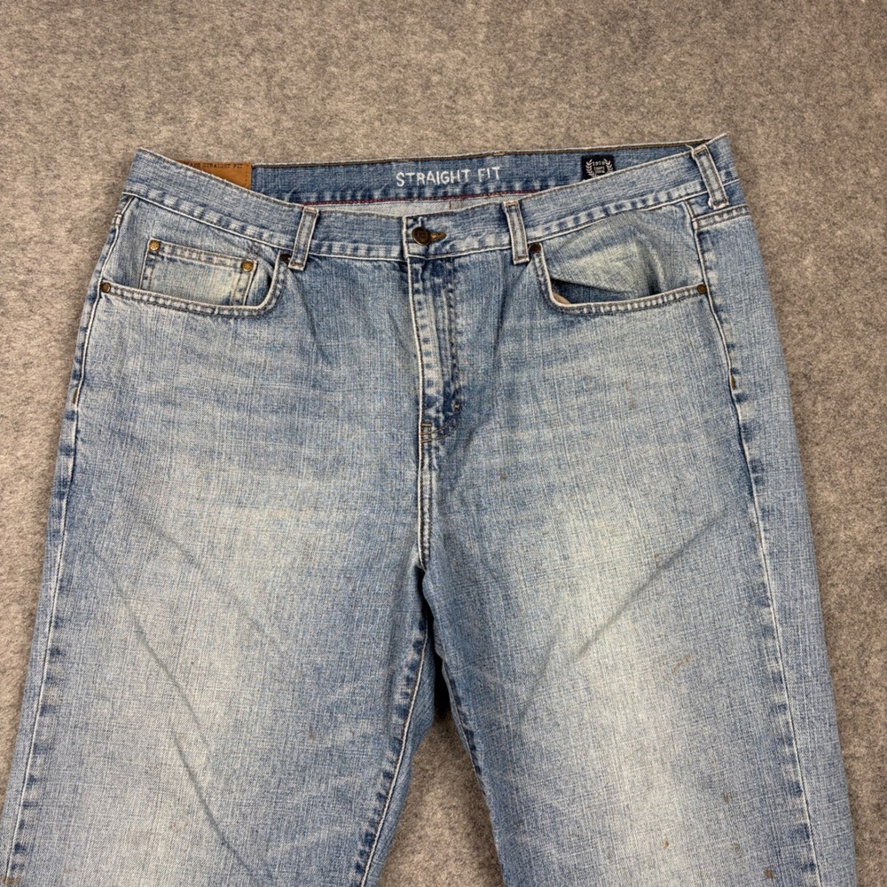 Chaps Straight Fit Jeans Mens 36x30 Blue‎ Denim Distressed Workwear Faded